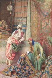 Alku a szőnyegeladóval, 1875 körül (wc papíron)
