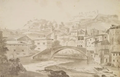 Bécs, Lyon közelében. Pont Saint-Martin az árvíz Gére felett. TÉVÉ. Saint-Martin kolostor, t.h. Porte de la Rochette és Pipet slot