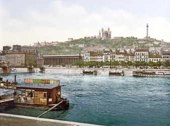 Fourviere a St. Antoine Quay-ből, Lyons, pub. 1900 körül