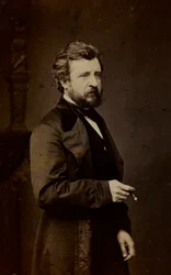 Félix-Joseph Barrias francia festő portréja, névjegykártya (f/w fotó)