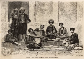 Egy zsidó zenekar, Tlemcenben, változatlanul 5 hangszerből áll: a rbab 2 húron áll; a kouistra, egyfajta lant; a kamendja vagy hegedű; a centihr, egyfajta lapos trapéztok és a derboucha, egyfajta tambura a földben; az összes mu