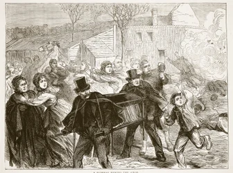 Temetés az ostrom alatt, 1871. március, illusztráció Cassells: A Franciaország és Németország közötti háború története, 1870-1871