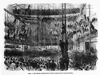 Nyilvános gyűlés a párizsi Champs-Elysées tornatermében - a „La Presse illustrée”-ben” n¡104, 1869.10.30., koll. Selva.