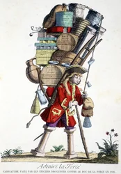 Csodáld az erőt. Karikatúra, amelyet drogászok készítettek a Duke of Force ellen 1721-ben.