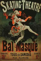 „Korcsolyaszínházi álarcosbál” reklámja (színes litó)