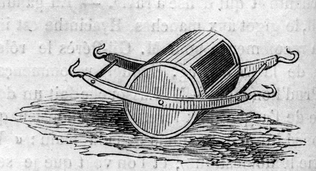Mezőgazdasági gép: 1860-ban a párizsi mezőgazdasági versenyen bemutatott műtrágyaelosztó ajtó. Metszet a „” Le Monde Illustré”” 172. sz. 1860. július 28-án.