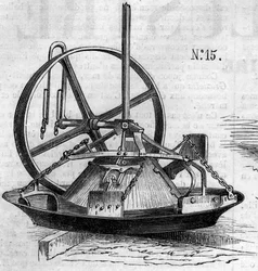 Mezőgazdasági gép: 1860-ban a párizsi mezőgazdasági versenyen bemutatott gipszmalom. Metszet a „” Le Monde Illustré”” n¡172, 1860. július 28-án.