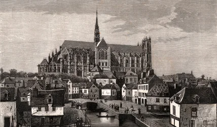 Amiens – Nord-Pas-de-Calais-Picardie – V.A. Malt-Brown „La France illustrée: földrajz, történelem, statisztikai igazgatás” című metszete. 1884