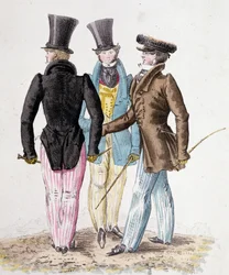 Anglománok, öltönyös férfiak - litho