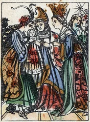 Névtelen illusztráció a „La belle au bois dormant”, Charles Perrault (1628-1703) francia író meséjéhez. Imaging Pellerin fametszete - Epinal, sd. 19. század vége.
