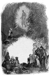 Szűz Mária megjelenése Bernadette Soubirousnak (1844-1879) a Lourdes-i barlangban, Hautes Pyrenees (65)