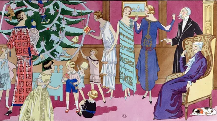 A karácsonyfa körül, divattányér az Art Gout Beaute magazintól, 1923. december