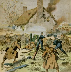 Rendőrség és brit csapatok támadása a Sinn-Fein által megszállt farmon, a Le Petit Journal címlapja, 1910. december 5.
