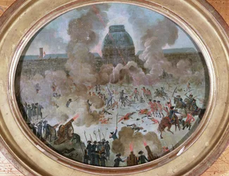 Támadás a Tuileriák ellen, Párizs, 1792. augusztus 10. (gouache, vászon)