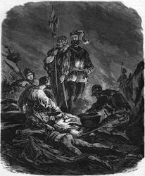 Rosszfiúk, fosztogatók a 16. századi háborúk idején. In "" Histoire Populaire de la France"", sd. 1885 körül. Metszet.