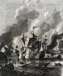 A lagosi csata tengeri csata volt a kilencéves háború alatt 1693. június 27-én (metszet)