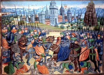 A keresztesek és a pogány csapatok csatája Aleppo városánál, 1464 körül (kézirat)