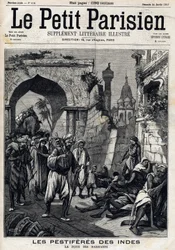 A tengerparttól sújtott India lakosai még azelőtt megtalálják a járványt, mielőtt elkapják a fekete halált. A Le petit Parisien című angol újság címlapja. január 24