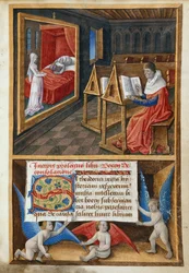 Boethius és a filozófia, illusztráció a „A filozófia vigasztalása” c.