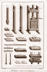 Könyvkötő - sajtó és fejlesztés - Denis Diderot (1713-1784) és Jean d