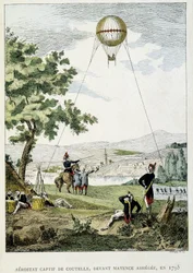 Jean Marie Joseph (Jean-Marie-Joseph) Coutelle (1748-1835) fogságban lévő aerosztátja, mielőtt Mainz ostrom alá vette volna