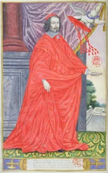Mazarin bíboros, Puget de la Serre illusztrációja Századunk jeles embereinek panegyricáiból, 1655