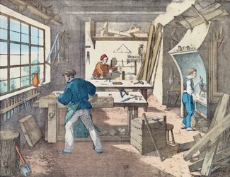 Asztalosműhely, 1860 körül