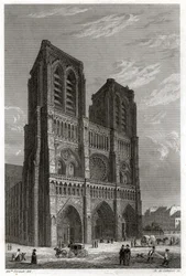 Notre-Dame de Paris katedrális. (metszet, kb. 1850)