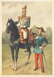 Centengudes 1860-ban (III. Napóleon császár személyi őrségének elit lovassági alakulatát 1854-ben hozták létre, 1870-ben feloszlatták).