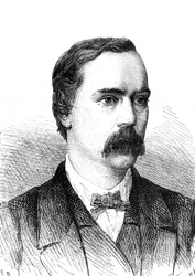 Charles BRIGHT (1832-1888), angol mérnök, a transzatlanti távírókábel szerelője. Metszet 1868