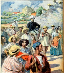 Charles Le Myre de Vilers (1833-1918) Madagaszkáron (megbékélési kísérlet Tananarive kormánya és Franciaország között) illusztráció a „Le Petit Journal”-ból, 1894. október 22. (metszet)
