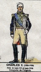 X. Károly (1757-1836), Franciaország királya. A „” Galeriede Franciaország királyai és királynői és jeles karakterei 1643 és 1895 között” című filmben” Az epinal képe.