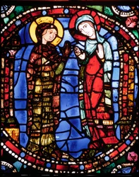 Chartres-i katedrális, Kék Szűz Mária mennybemenetelét ábrázoló üvegablak (ólomüveg)