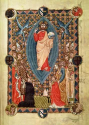 Krisztus felségben a szentekkel, Pierre de la Jugie püspök pápaságából, 1350