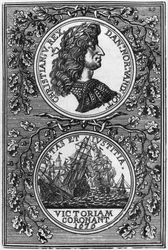 V. Christian (1646-99) Dánia és Norvégia királya, Illusztráció Allain Manesson Mallet (1630-1706) 1683-ban Párizsban megjelent Description de lUnivers című könyvéből
