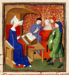 Christine oktató, MS Harley 4431, f.259v, Franciaország, c.1410-14 (szín pergamenen)