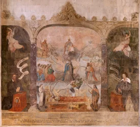 templom (Keresztelő Szent János templom). Belső. Saint-Fursy kápolna. Falfestmények. Mária dicsőítése (a jó halál néven ismert freskó). Kezdje a 17. századot.