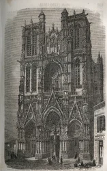 Saint-Vulfran-templom (Saint Vulfran) volt collegiale Abbeville-ben, a franciaországi Somme megyében - Victor Duruy (1811-1894) „Histoire de France” című metszete – 1882