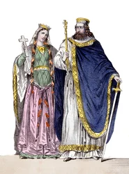 I. Clovis és Clotilde a „Franciaország királyai és királynői” című filmben, sd. 19. század.