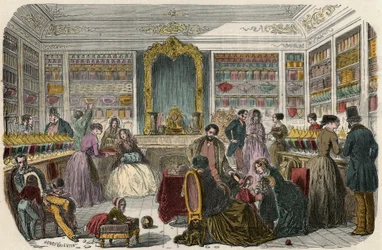 Cukrászda Párizsban a 19. században – Edmond Texier metszet a „Tableau-de-Paris”-ban, 1852