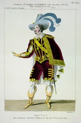 Adolphe Nourrit (1802-39) jelmeze Don Giovanni szerepében az ilyen nevű operában, a Maleuvre gravírozása, a Hautecoeur-Martinet nyomtatása