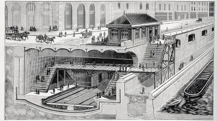 A párizsi Saint Michel állomás keresztmetszete a „La nature”-ban, 1899