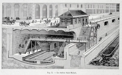 A párizsi St Michel metróállomás szakasza a „La nature”-ban, 1899