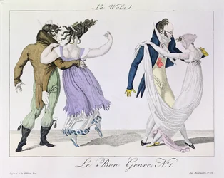 Couples Dancing the Waltz, a Le Bon Genre-ből, 1810 körül