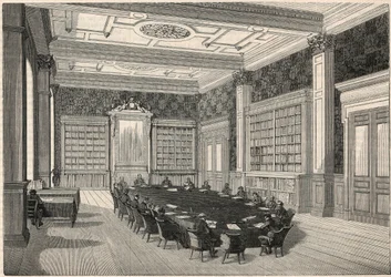 Számvevőszék – könyvtár és tanácsterem – Edmond Texier 1852-es metszete „Tableau-de-Paris”-ban