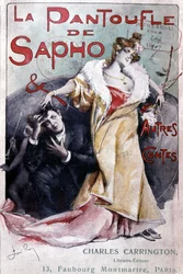 A „” Sapho papucs és más mesék” című népszerű regény borítója”, szerk. Carrington, Párizs, 19. század vége – B.N.