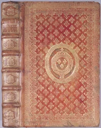 Tacitus (55-120) munkáinak borítója XIV. Lajos (1638-1715) címerével (dombornyomott bőr)