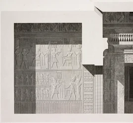 A kis déli templom keresztmetszete, részlet, Karnaki templomkomplexum, Théba, Luxor, Egyiptom