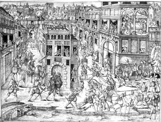 II. Gaspard de Coligny admirális (1519-72) halála az 1572-es Szent Bertalan mészárlás idején.