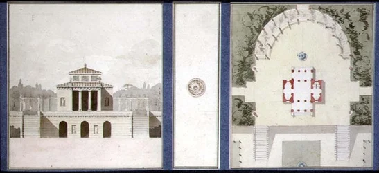 Tervezés emlékműhöz, 1825 körül (toll, tinta és akvarell papíron)